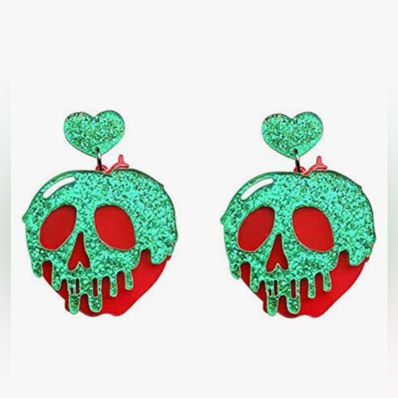 Halloween Evil Queen Poison Apple Snow White Earrings and Tote Bag- NWT - Picture 5 of 9